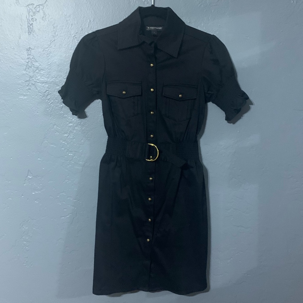 Rampage Little Black Button-Up Dress